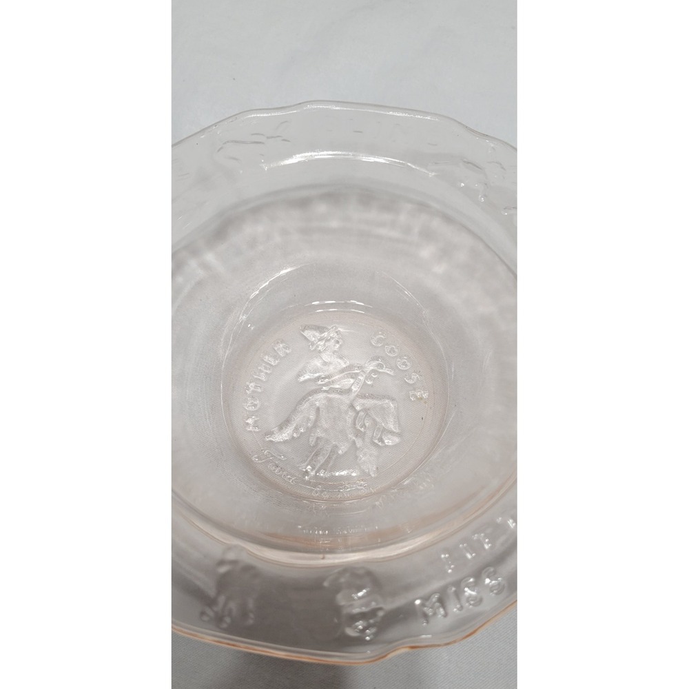 Vintage Tiara depression glass baby bowl of Mother Goose nursery rhymes. - Picture 3 of 4